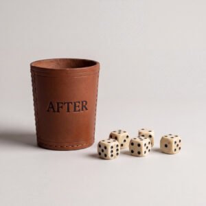 Bar Dice Set, Five Dice, Leather Cup